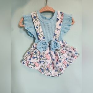 Adorable Blue and Floral Baby Romper